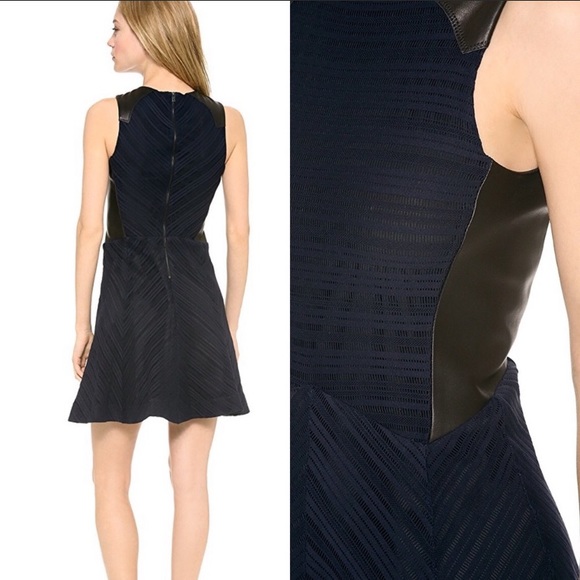 Rag & Bone Basha Leather Trim Dress Indigo - Picture 13 of 13